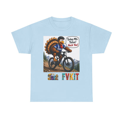 Turkey Mountain Biker Tee — 'Turkey Mtn Tulsa! Heck Yeah!' Graphic T-Shirt