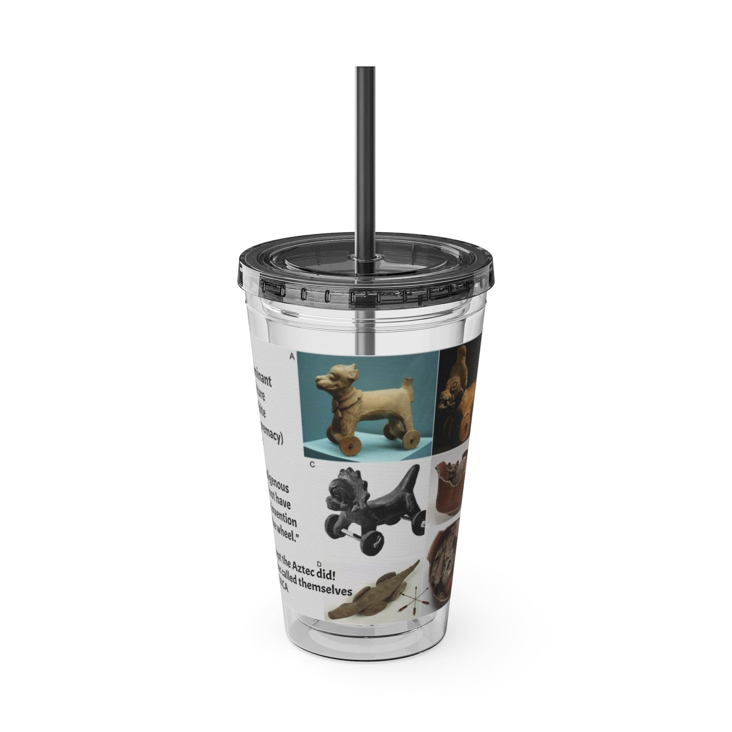 Aztec Sunsplash 16oz Insulated Straw Tumbler — Historical Artifact Illustration Design