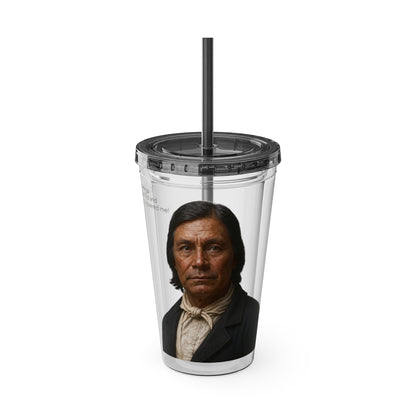 Chitto Harjo 16oz Portrait Tumbler with Straw — Historical Figure Illustration