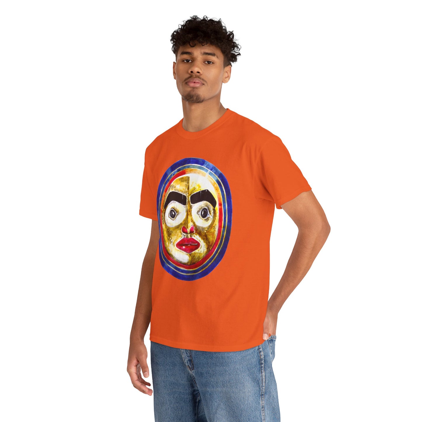 Moon Mask Art Tee — Colorful Surreal Face Graphic T-Shirt
