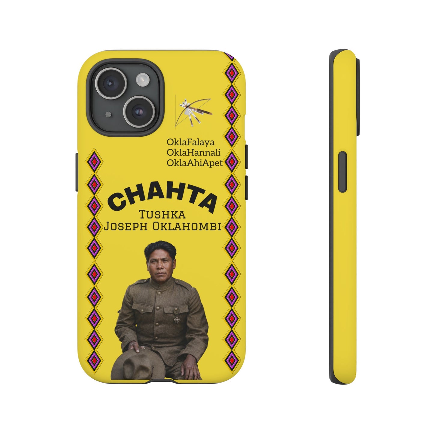 Chahta Tushka Joseph Oklahombi Yellow Phone Case — Native American Tribute Protective Cover