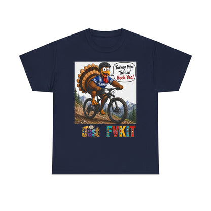 Turkey Mountain Biker Tee — 'Turkey Mtn Tulsa! Heck Yeah!' Graphic T-Shirt