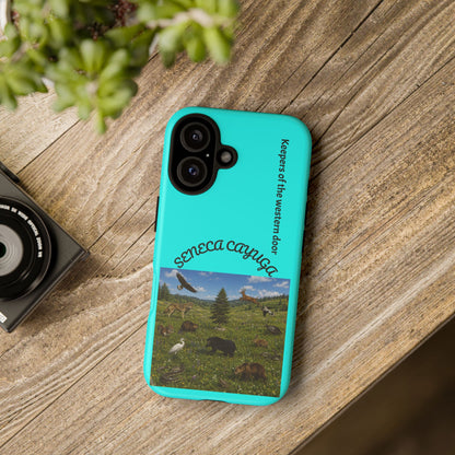 Seneca Cayuga Wildlife iPhone Case — "Keepers of the Western Door" Teal Protective Cover