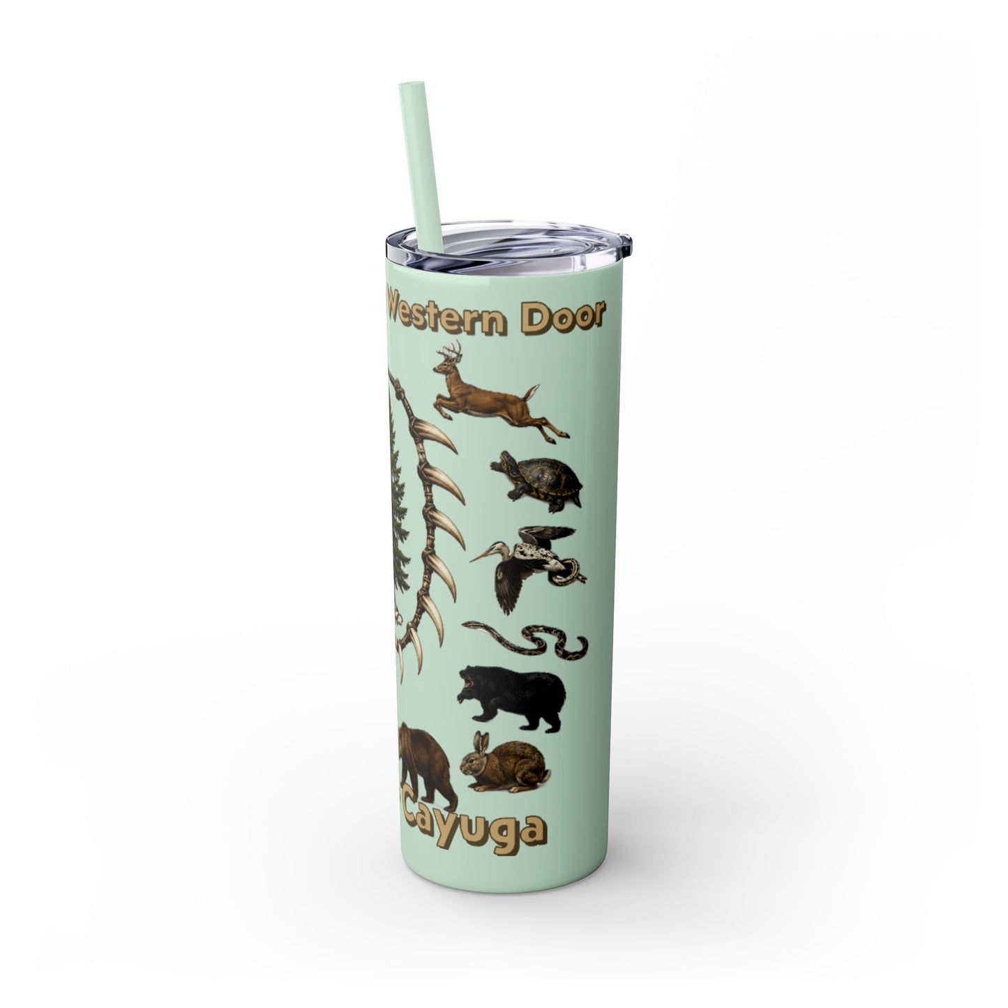 Seneca Cayuga Skinny Tumbler with Straw, 20oz