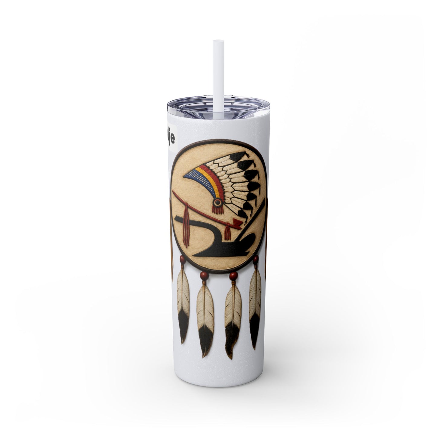Iowa 20oz Skinny Tumbler with Native Dreamcatcher Design - 'Pahodje' Travel Straw Cup