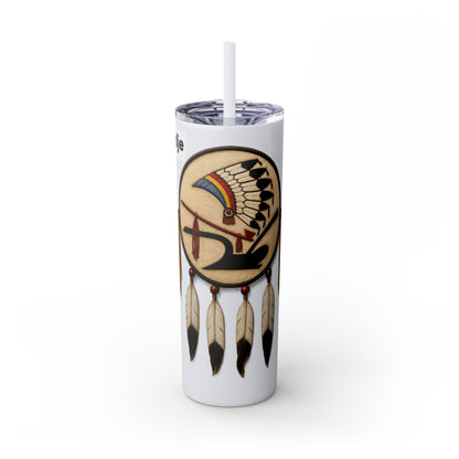 Iowa 20oz Skinny Tumbler with Native Dreamcatcher Design - 'Pahodje' Travel Straw Cup