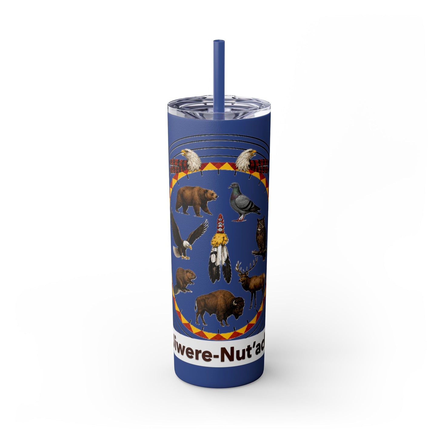 Otoe Missouria Native Animal Medicine Wheel 20oz Skinny Tumbler with Straw
