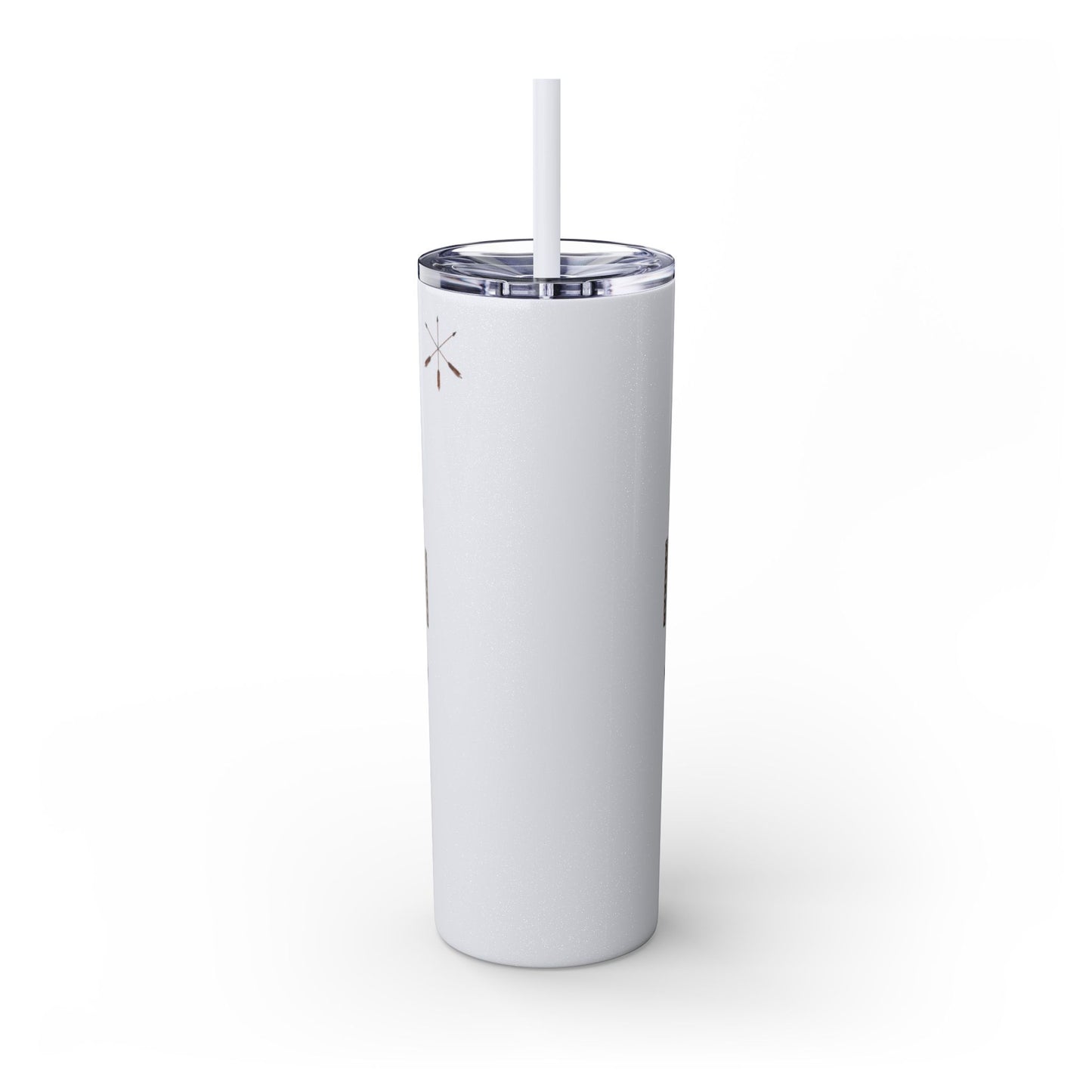 Delaware East Personalized 20oz Skinny Tumbler with Straw — Custom Name Tribal Crest Design