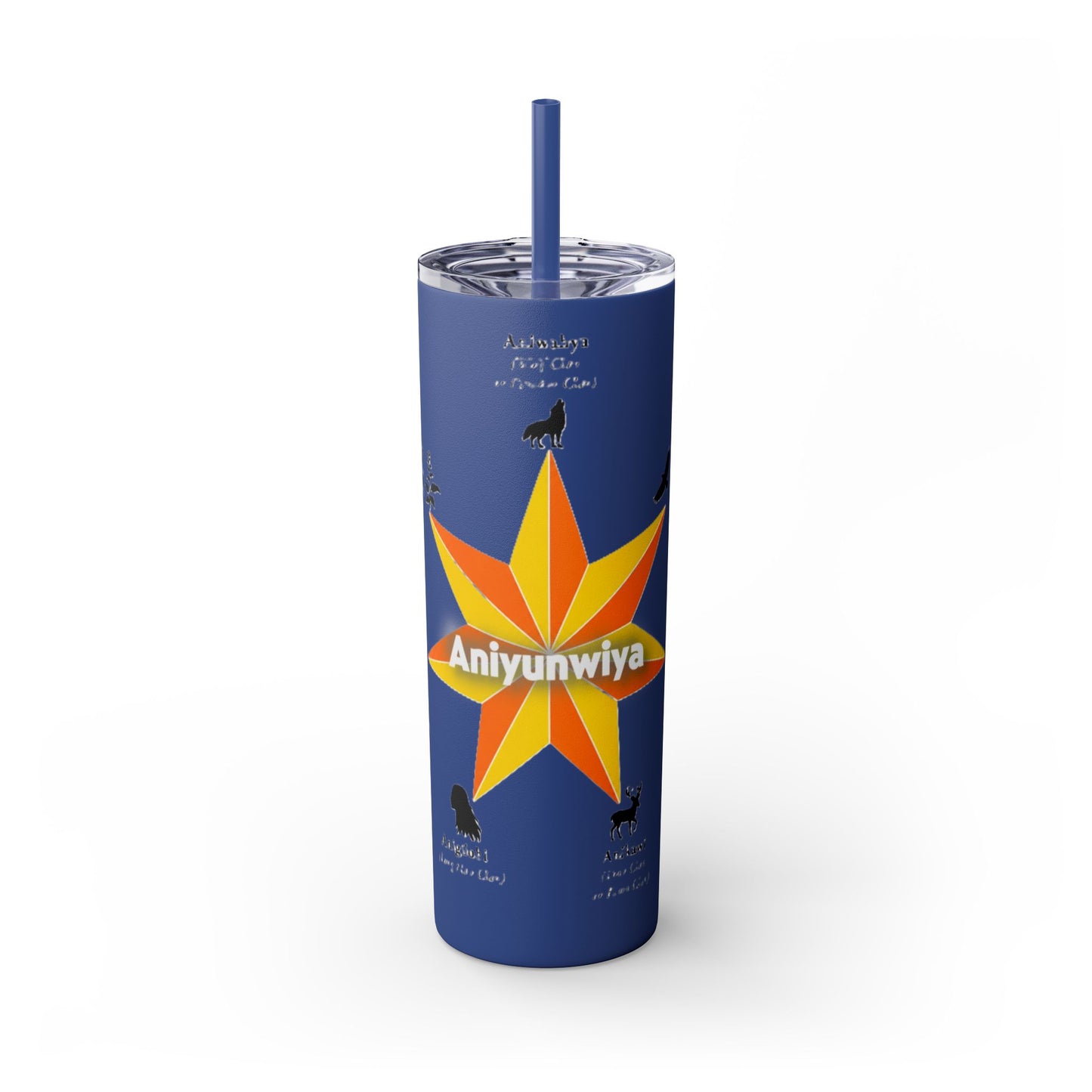 Cherokee 20oz Skinny Tumbler - Aniyunwiya Star Design with Straw