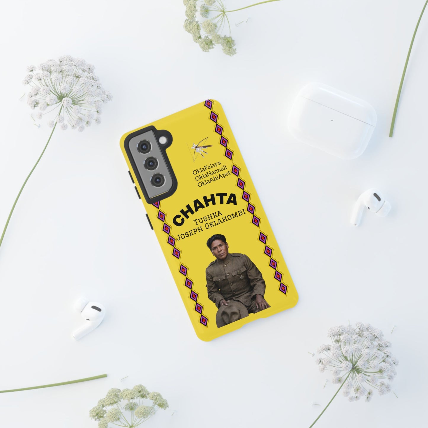 Chahta Tushka Joseph Oklahombi Yellow Phone Case — Native American Tribute Protective Cover