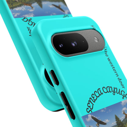 Seneca Cayuga Wildlife iPhone Case — "Keepers of the Western Door" Teal Protective Cover