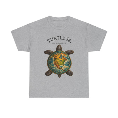 Turtle Globe Graphic Tee — "Turtle Is" Vintage Earth Turtle T-Shirt
