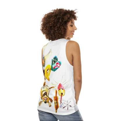 Mask Collage Tank Top — Colorful Tribal & Folk Mask Art All-Over Print