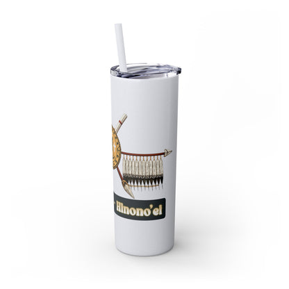 Cheyenne Arapaho 20oz Skinny Tumbler — Native American Shield & Arrows Design (Tsistsistas - Hinono'eitiit)