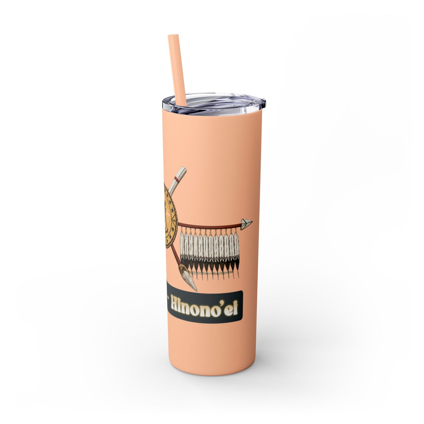 Cheyenne Arapaho 20oz Skinny Tumbler — Native American Shield & Arrows Design (Tsistsistas - Hinono'eitiit)