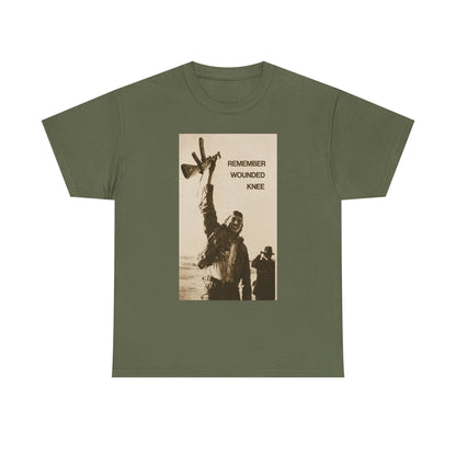 T-Shirt — 'Remember Wounded Knee' Historical Protest Tee with Arrow Emblem