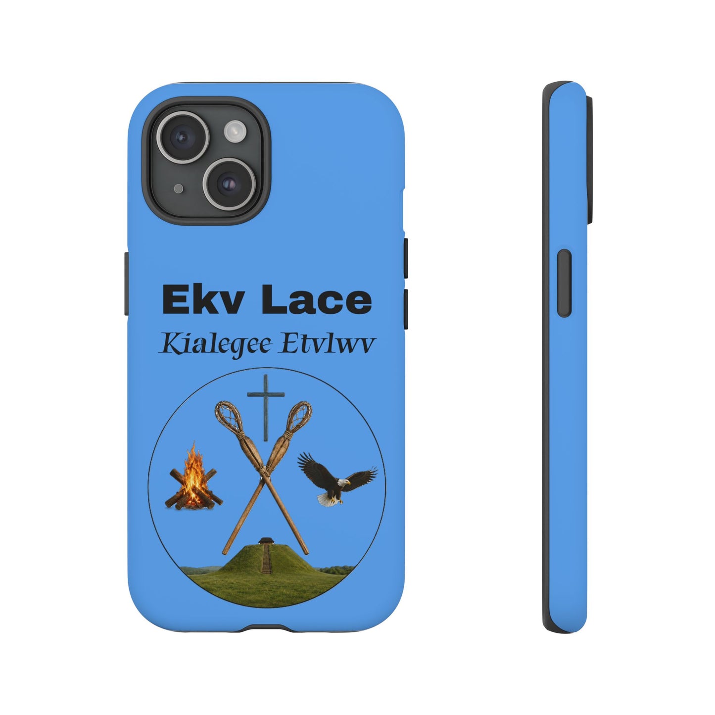 Kialegee Protective Phone Case — Custom 'Ekv Lace' Cross & Campfire Design