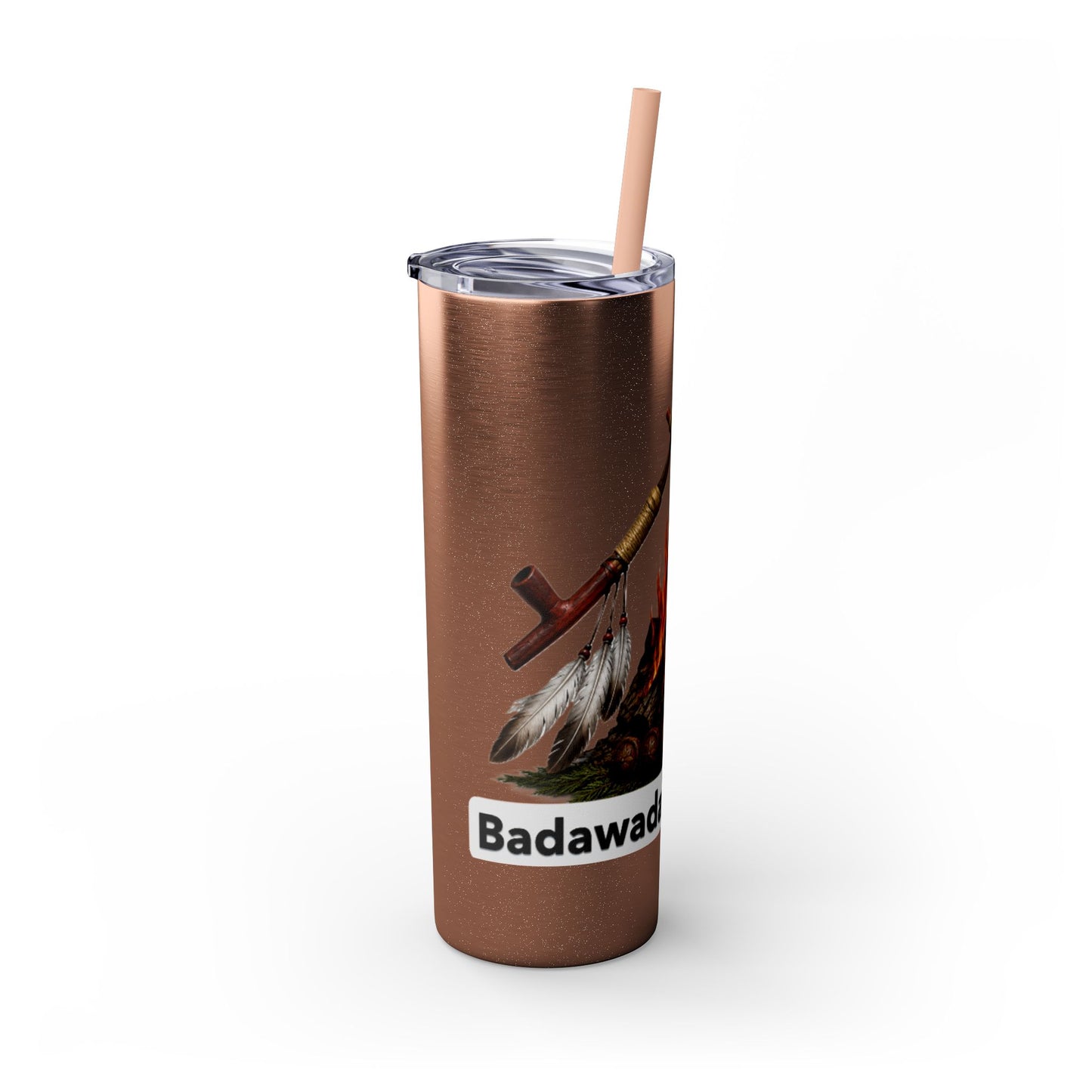 Pottawatomie Campfire Badge Skinny Tumbler 20oz — Badawadame Nation Design