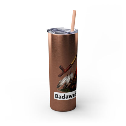 Pottawatomie Campfire Badge Skinny Tumbler 20oz — Badawadame Nation Design