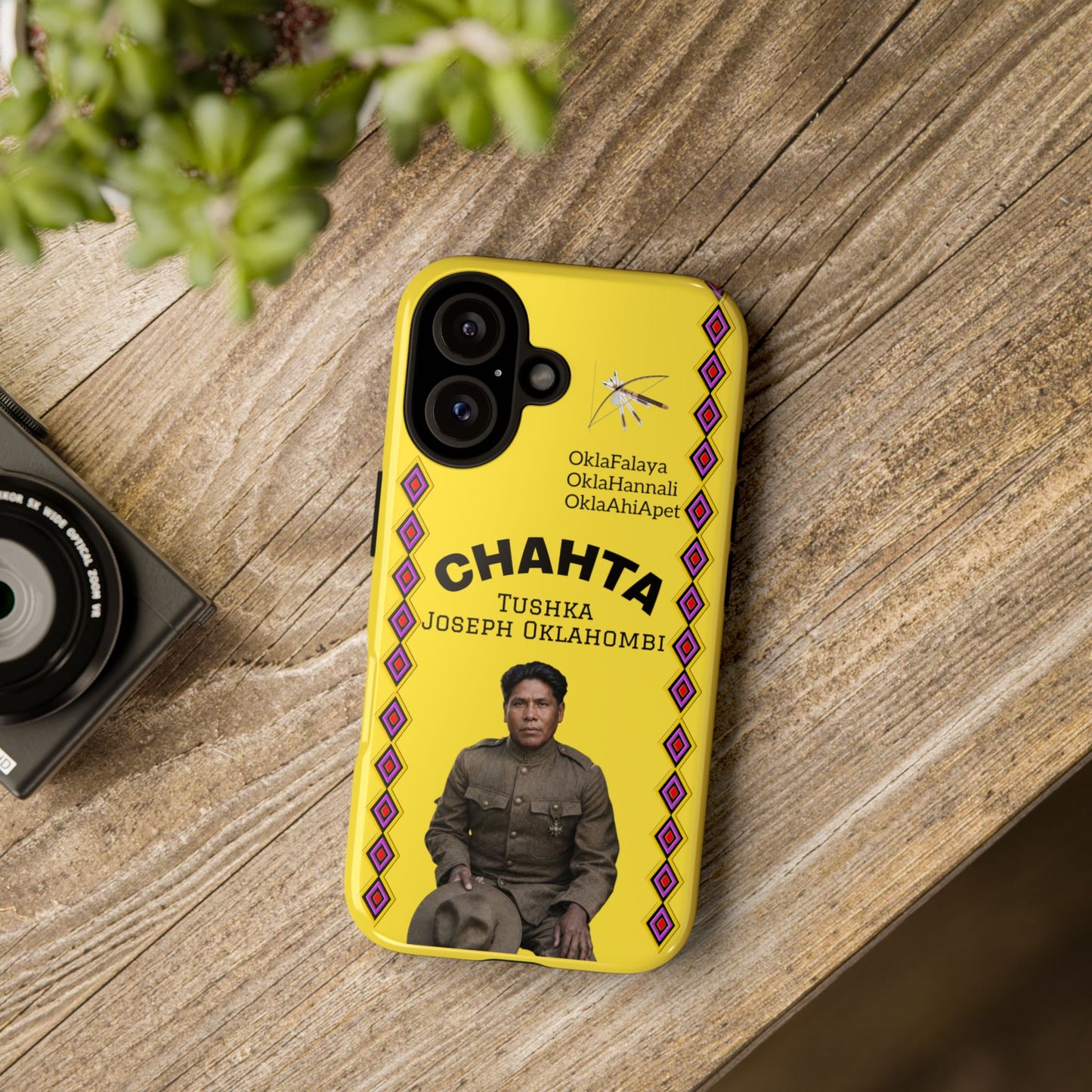 Chahta Tushka Joseph Oklahombi Yellow Phone Case — Native American Tribute Protective Cover