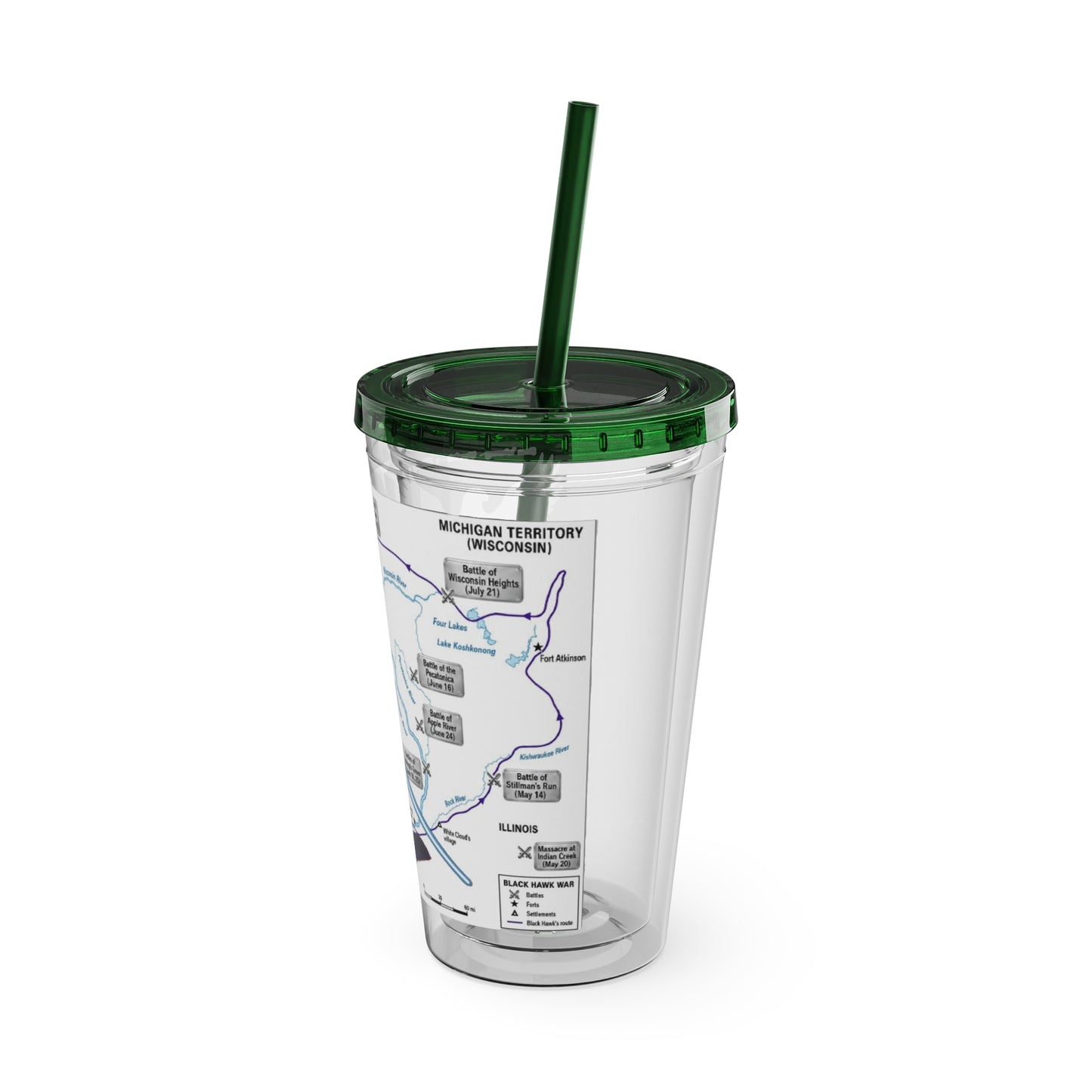 Blackhawk 16oz Tumbler with Straw — Illustrated Map & Raven Design