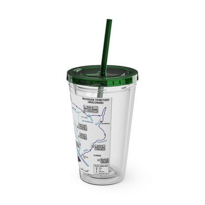 Blackhawk 16oz Tumbler with Straw — Illustrated Map & Raven Design