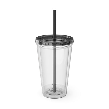 Aztec Sunsplash 16oz Insulated Straw Tumbler — Historical Artifact Illustration Design