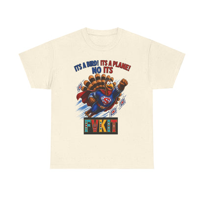 Turkey Superhero "It's a Bird! It's a Plane! No It's" with Arrow Back Print