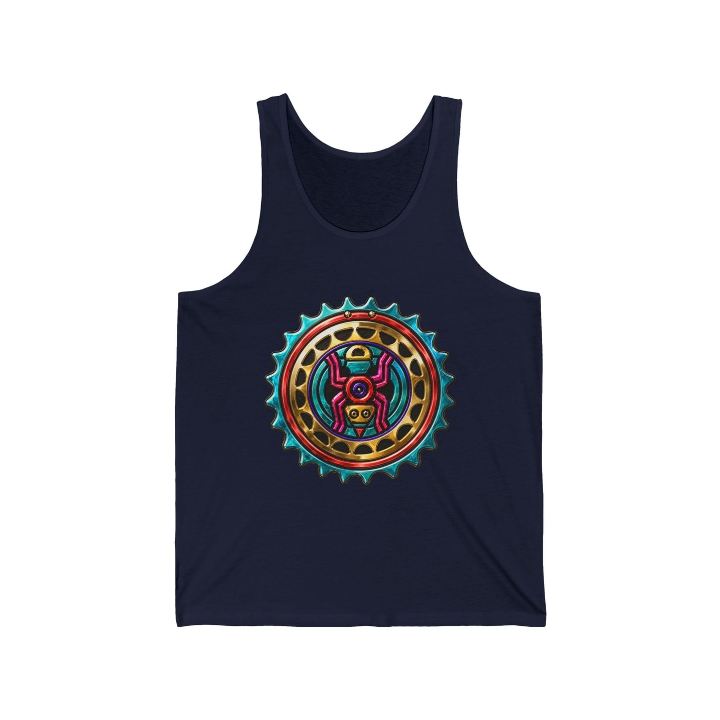 Tribal Gear Tank Top — Colorful Aztec Medallion & Crossed Arrows Graphic