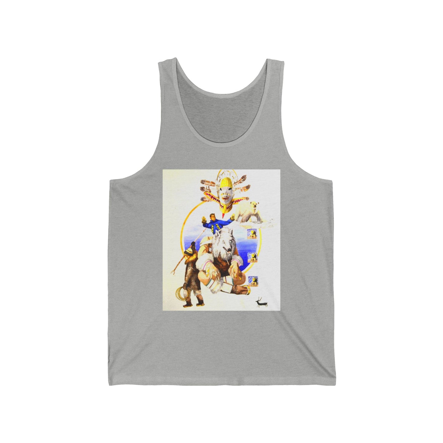 Inupiat/Yupik Wildlife Art Tank Top — Vintage Woodland Animal & Arrow Graphic