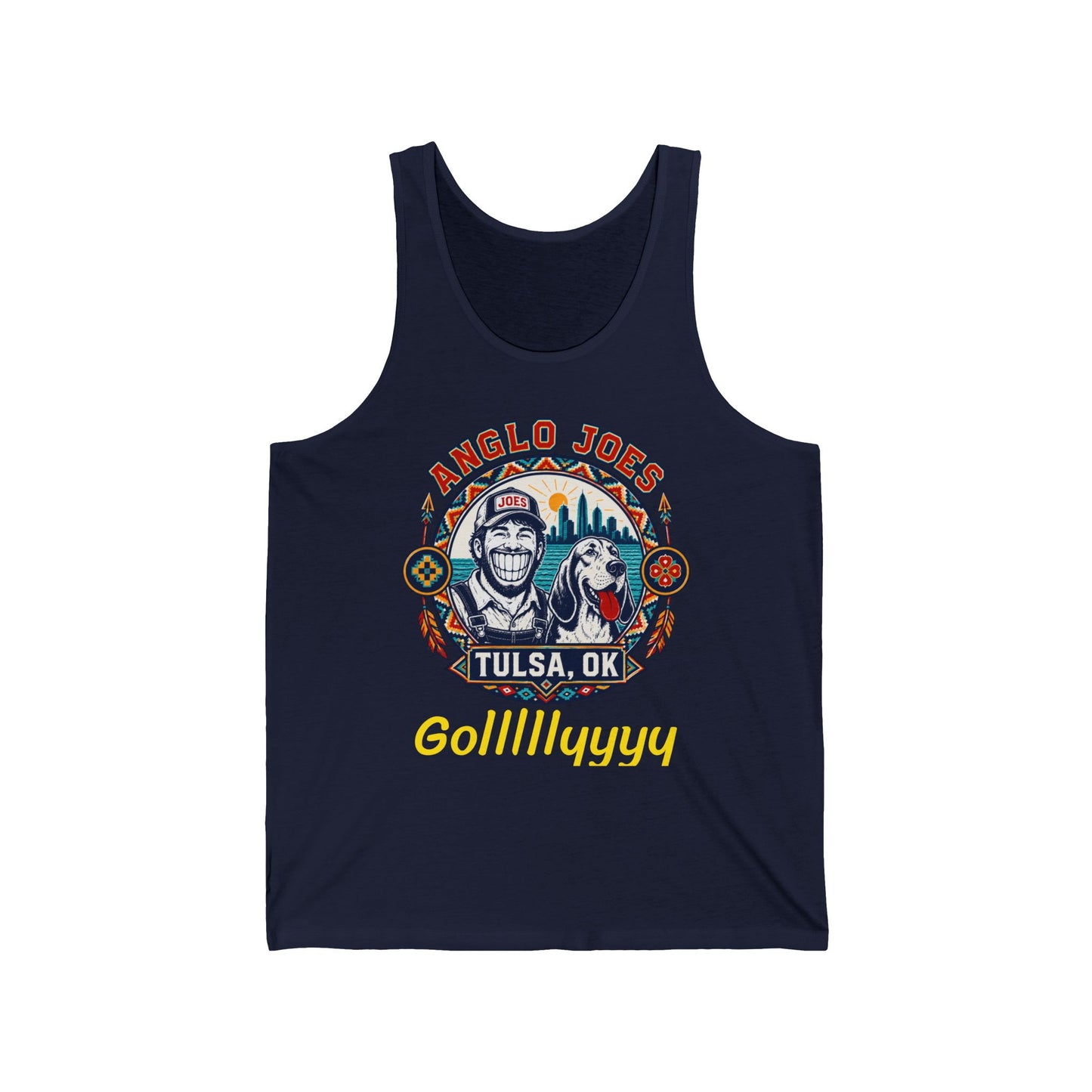 Anglo Joe's Tulsa, OK Fishing Tank Top — 'Gollllllyyyy' Retro Outdoor Tee