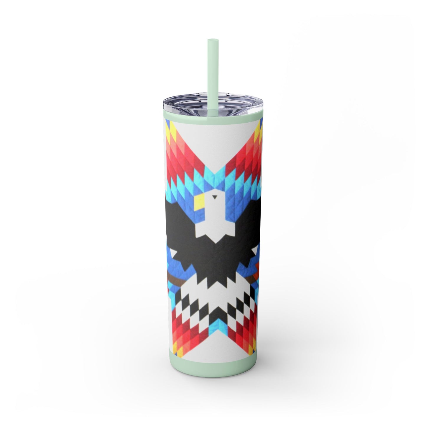 Onci 20oz Skinny Tumbler - Geometric Thunderbird Design, Insulated Travel Cup with Straw