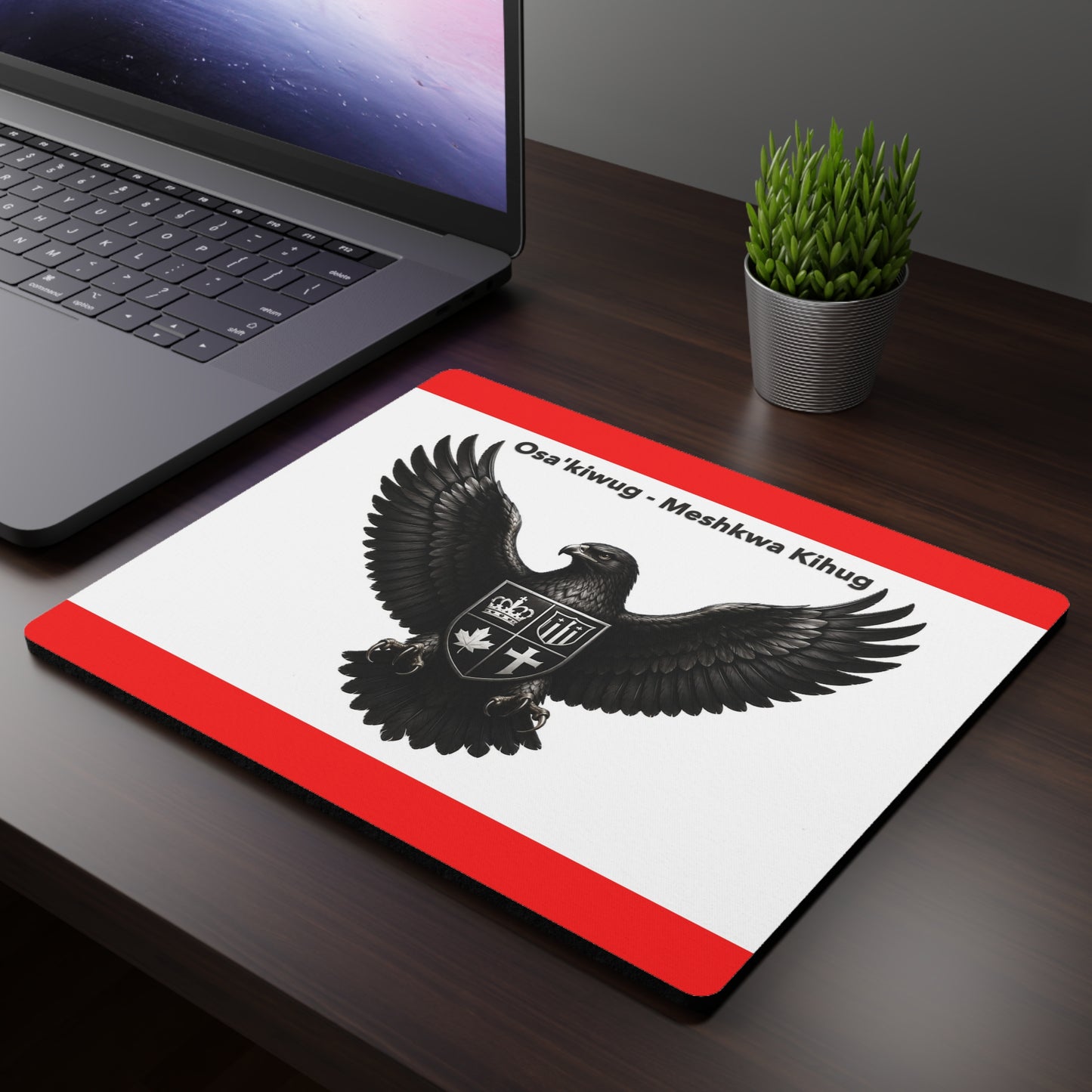 Sac & Fox Eagle Crest Mouse Pad — Osa'kiwug · Meshkwa Kihug Patriotic Desk Mat