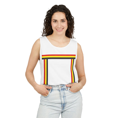 Ribbon shirt inspired Tank Top — Red Black Gold Striped Graphic Tank