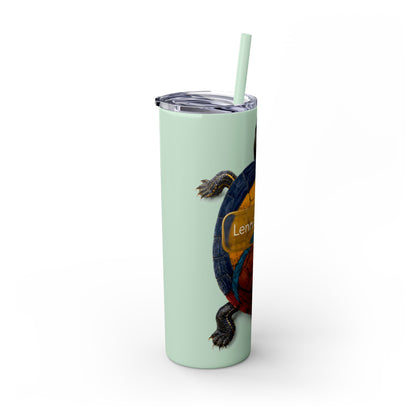 Delaware West Turtle Skinny Tumbler 20oz — Colorful Sea Turtle Travel Cup with Straw