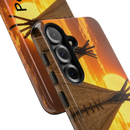 Ponca Sunset Tipi Phone Case — Personalized Native Teepee Landscape
