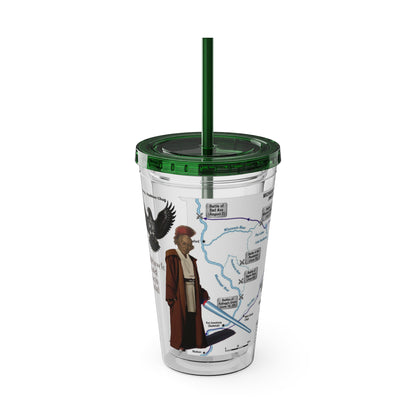 Blackhawk 16oz Tumbler with Straw — Illustrated Map & Raven Design