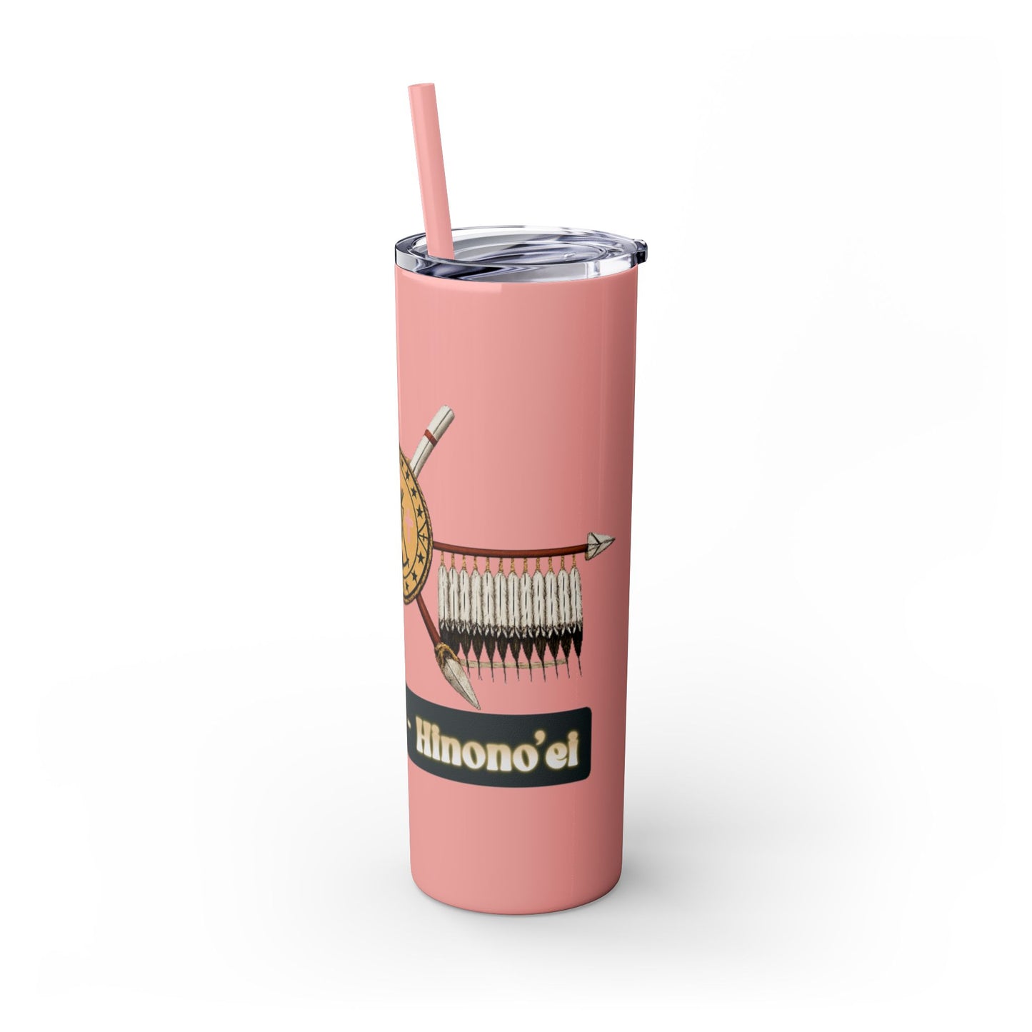 Cheyenne Arapaho 20oz Skinny Tumbler — Native American Shield & Arrows Design (Tsistsistas - Hinono'eitiit)