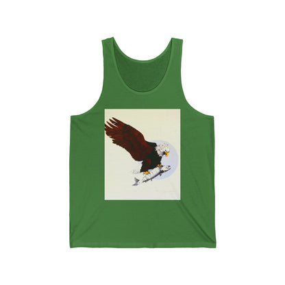 Eagle & Salmon Tank Top — Vintage Patriotic Graphic Muscle Tee