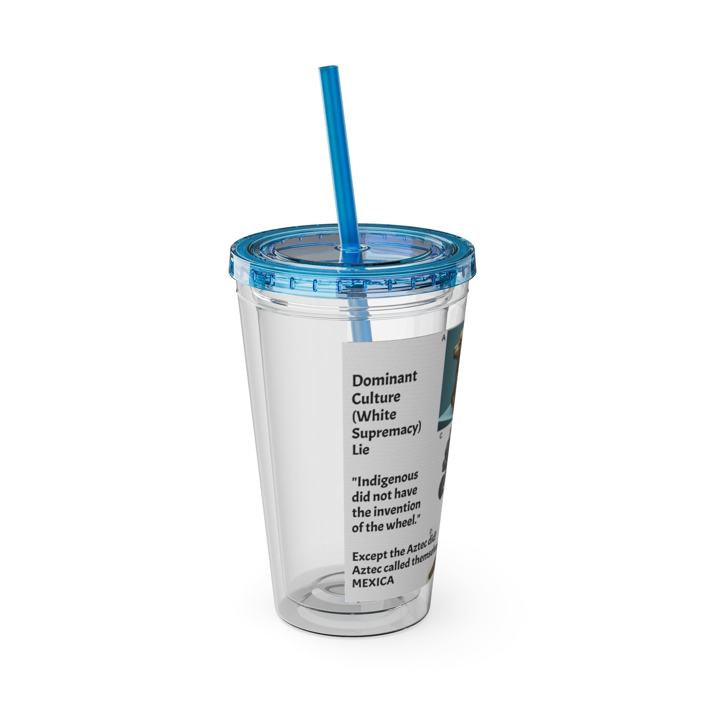 Aztec Sunsplash 16oz Insulated Straw Tumbler — Historical Artifact Illustration Design