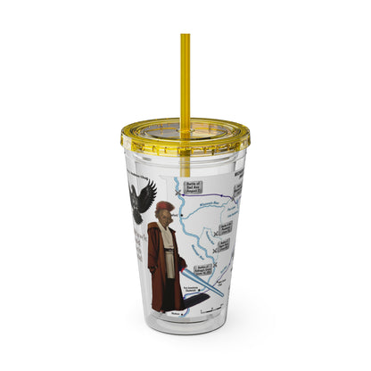 Blackhawk 16oz Tumbler with Straw — Illustrated Map & Raven Design
