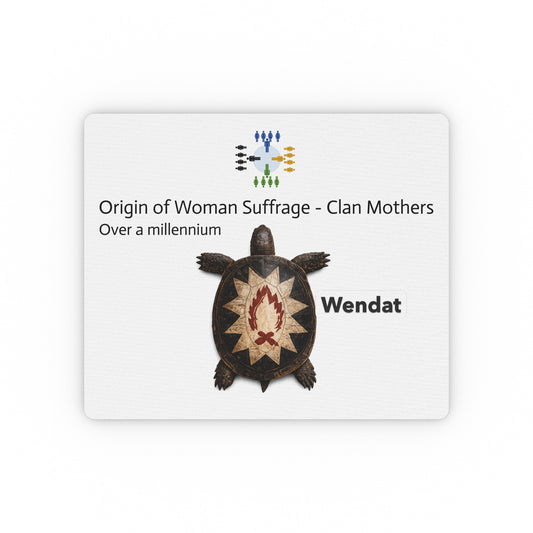 Wyandotte Wendat Turtle Mouse Pad — "Origin of Woman Suffrage - Clan Mothers" Educational Desk Mat