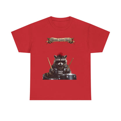ClansDrummer Raccoon Graphic Tee — "Chaos Goes Brrr" Cute Punk Rock T-Shirt