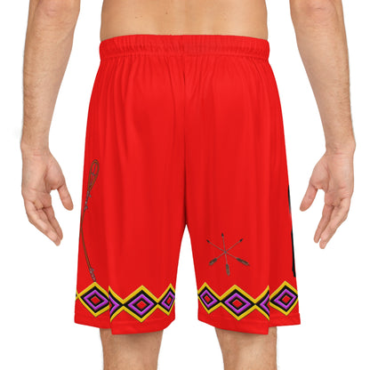 Deer REd & Tribal Pattern Basketball Shorts