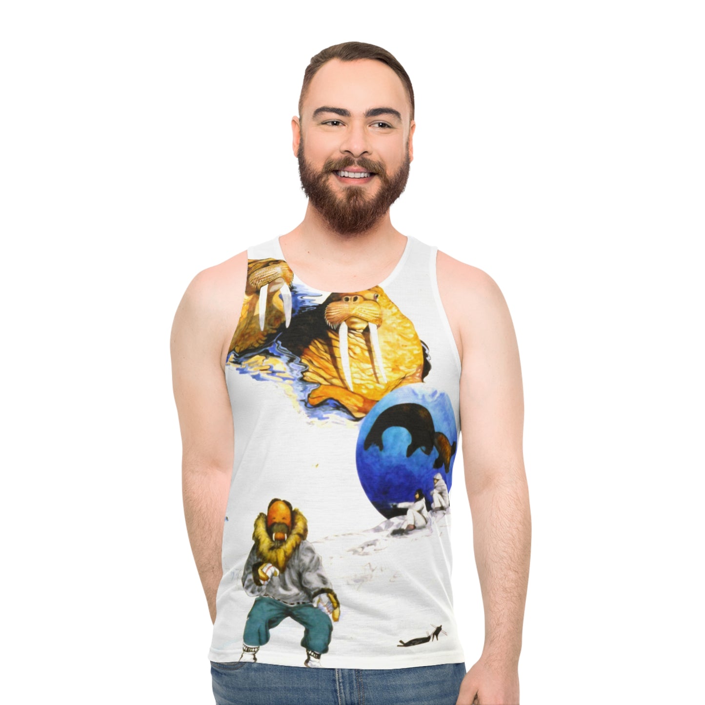 Arctic Walrus Art Tank Top — Vintage Inuit Exploration Graphic