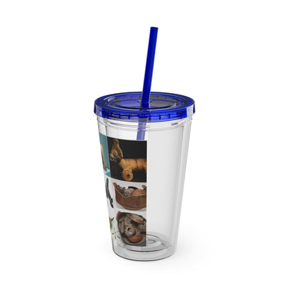 Aztec Sunsplash 16oz Insulated Straw Tumbler — Historical Artifact Illustration Design