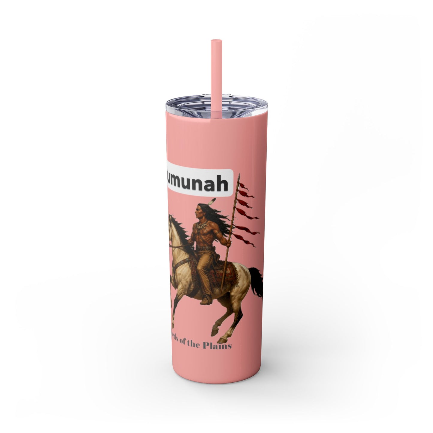 Comanche Numunah Warrior Horse 20oz Skinny Tumbler with Straw — Native American Inspired Travel Cup