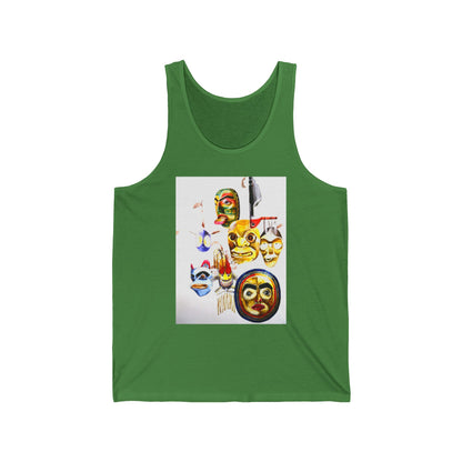 Native Mask & Arrow Tank Top — Tribal Mask Art Graphic Tank