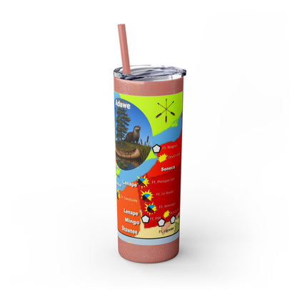 Pontiac Native Nations Map Skinny Tumbler — 20oz Travel Cup with Straw