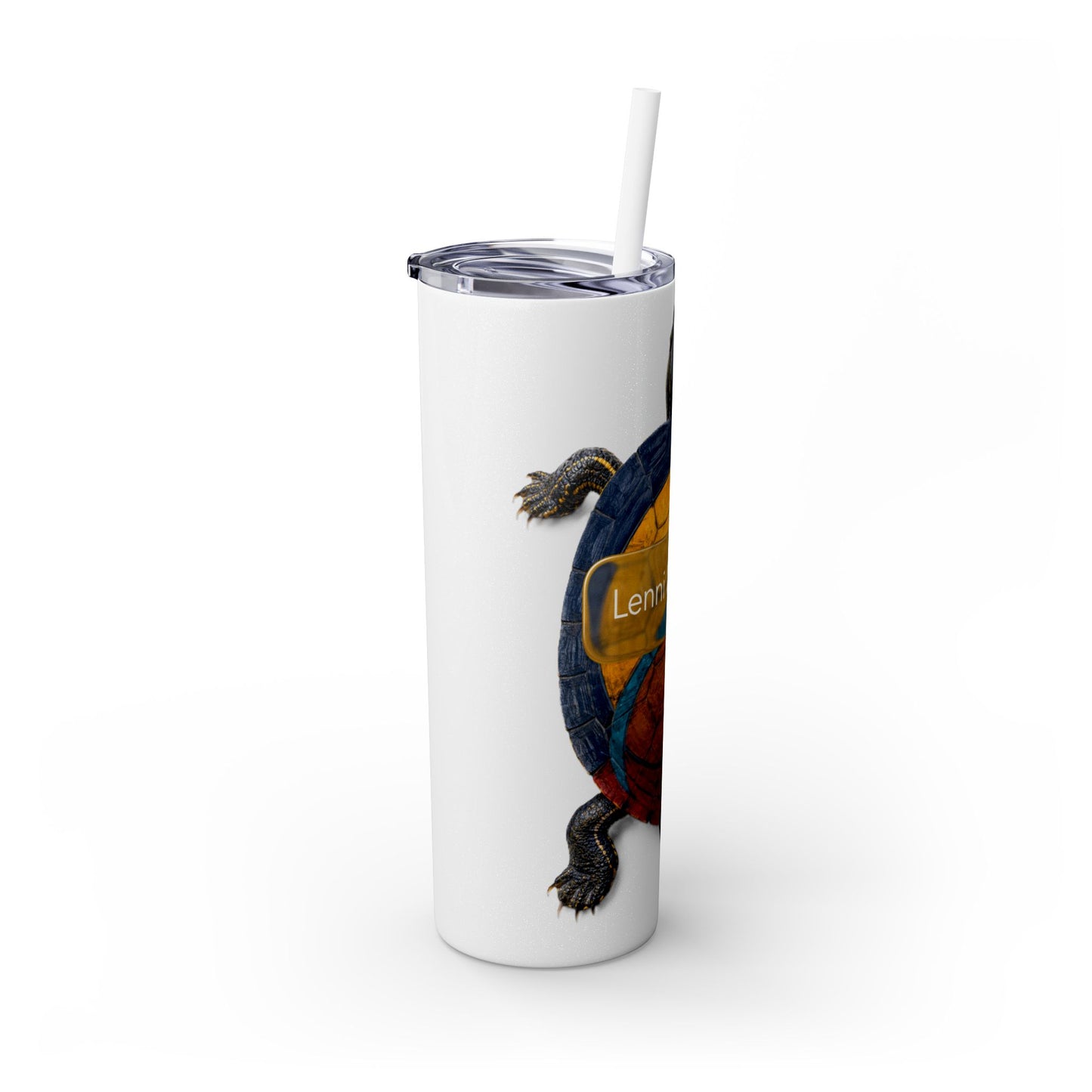 Delaware West Turtle Skinny Tumbler 20oz — Colorful Sea Turtle Travel Cup with Straw